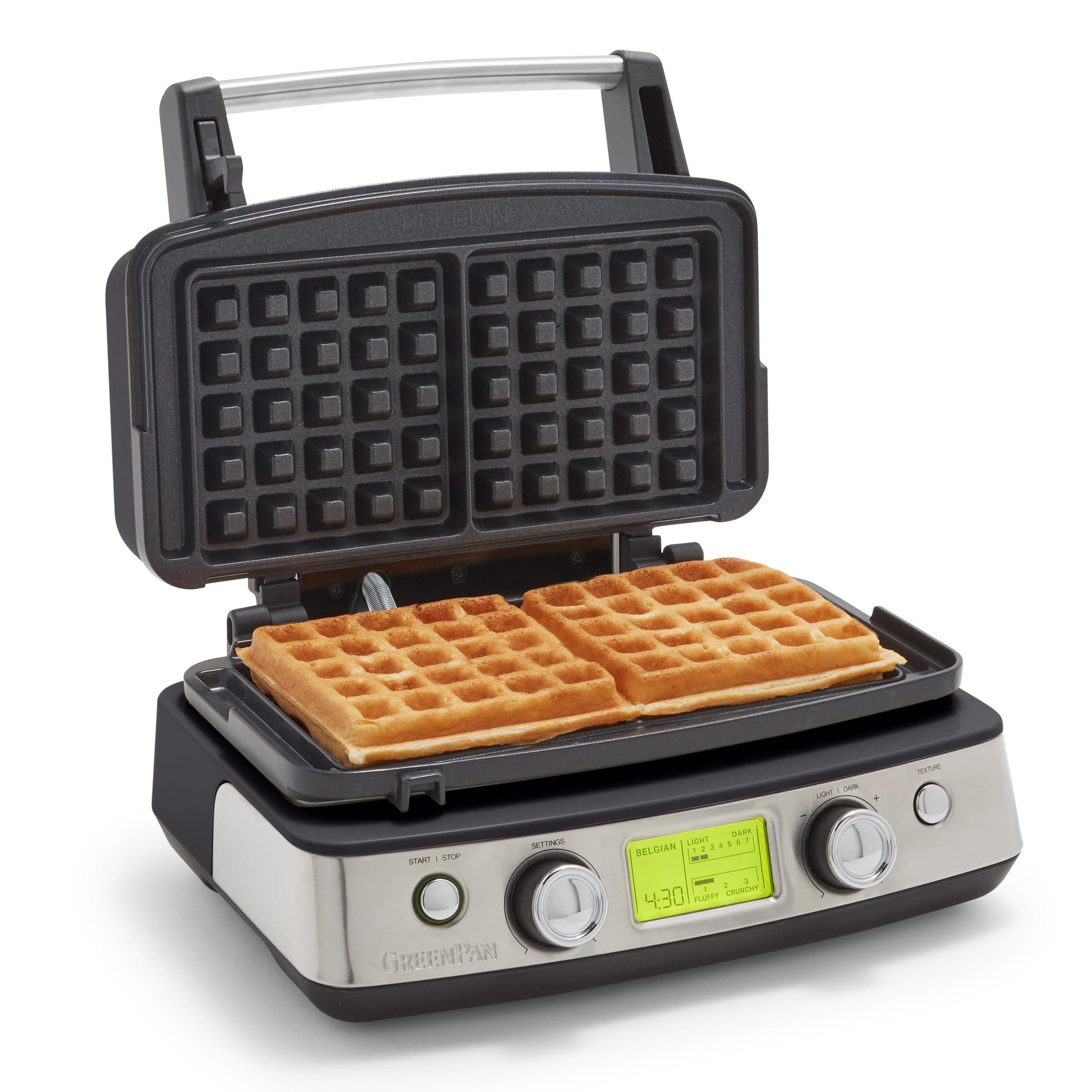 **GreenPan Elite 2-Square Belgian & Classic Waffle Maker – Healthy Ceramic Nonstick, Dishwasher Safe, Adjustable Browning Control – Perfect for Breakfast, Brunch & Family Gatherings – Black**