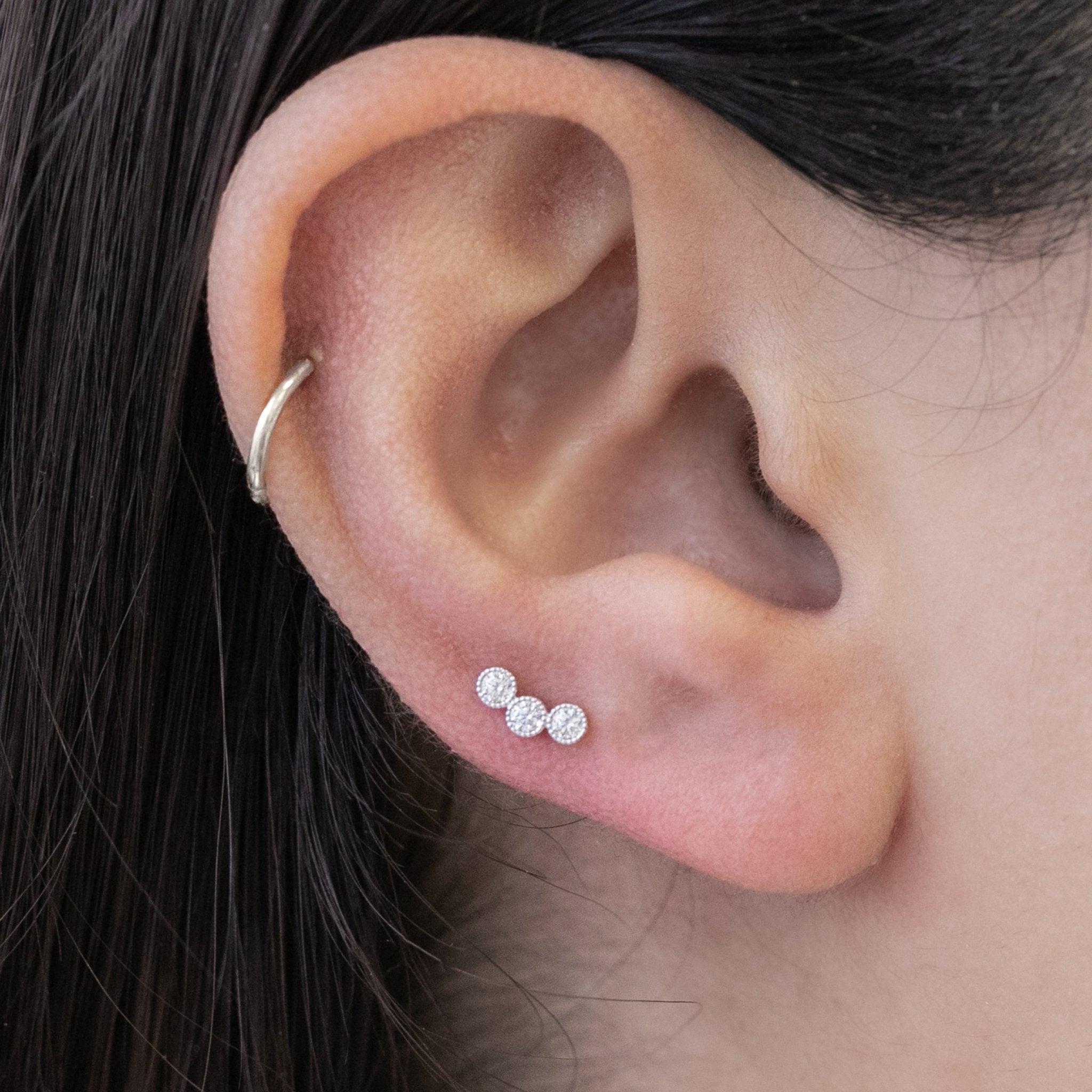 14K Rose Gold Graduated Gemstone Flat Back Stud Earrings with Milgrain Detail - Perfect for Weddings, Parties & Everyday Elegance
