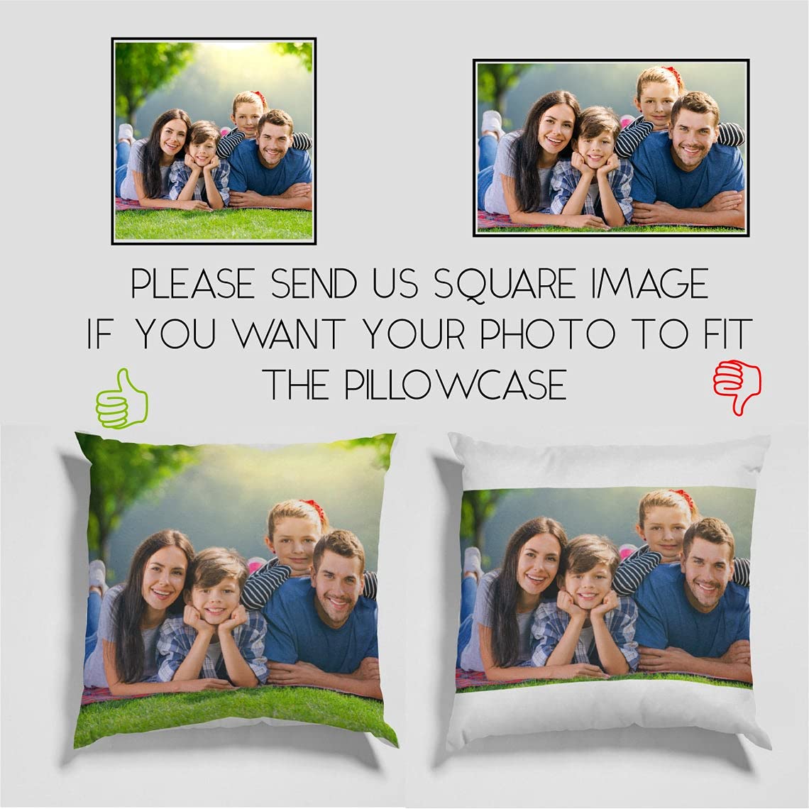 Personalized Photo Pillow 16x16 Inch - Custom Printed Canvas Cushion Cover for Sofa & Home Decor - Unique Gift for Mother's Day, Father's Day, Christmas & Birthday - Perfect for Living Room, Bedroom Decor & Special Occasion Gifts
