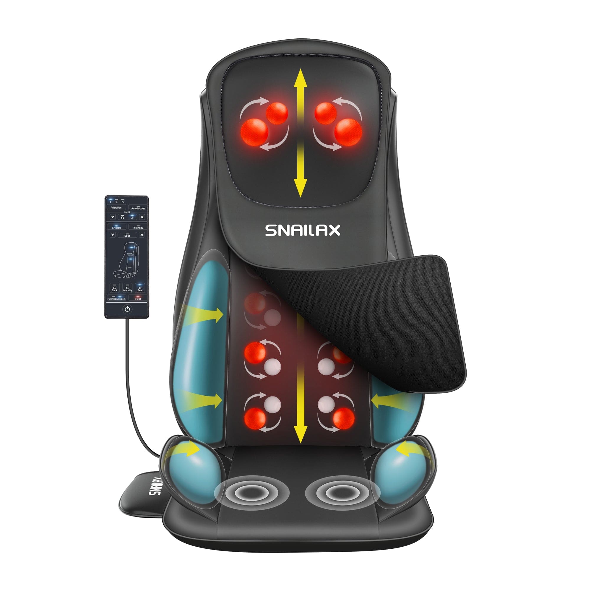 Snailax 2025 Upgraded Full Body Massage Chair Pad with Shiatsu, Compression & Heat - Neck & Back Massager for Home, Office & Relaxation