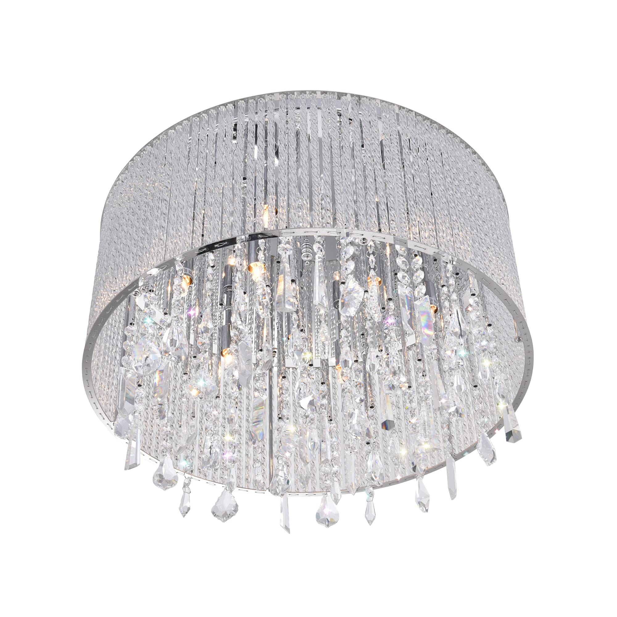 CWI Lighting Benson 6-Light Drum Shade Flush Mount Ceiling Light Fixture in Chrome - Perfect for Bedroom, Living Room, or Hallway Lighting