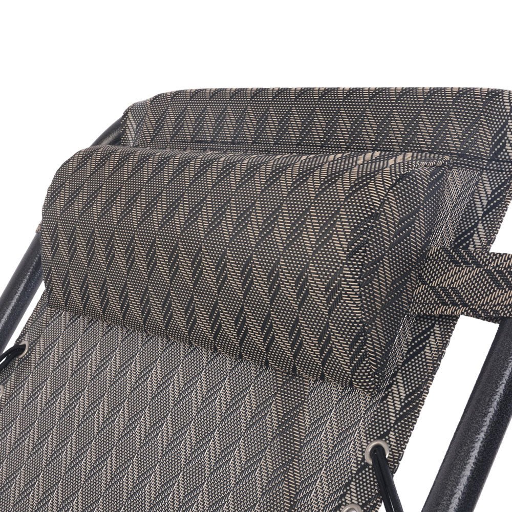 2PC Zero Gravity Recliner Chair - Adjustable Folding Outdoor Lounge Chair for Patio, Beach, Camping & Backyard Relaxation - Grey