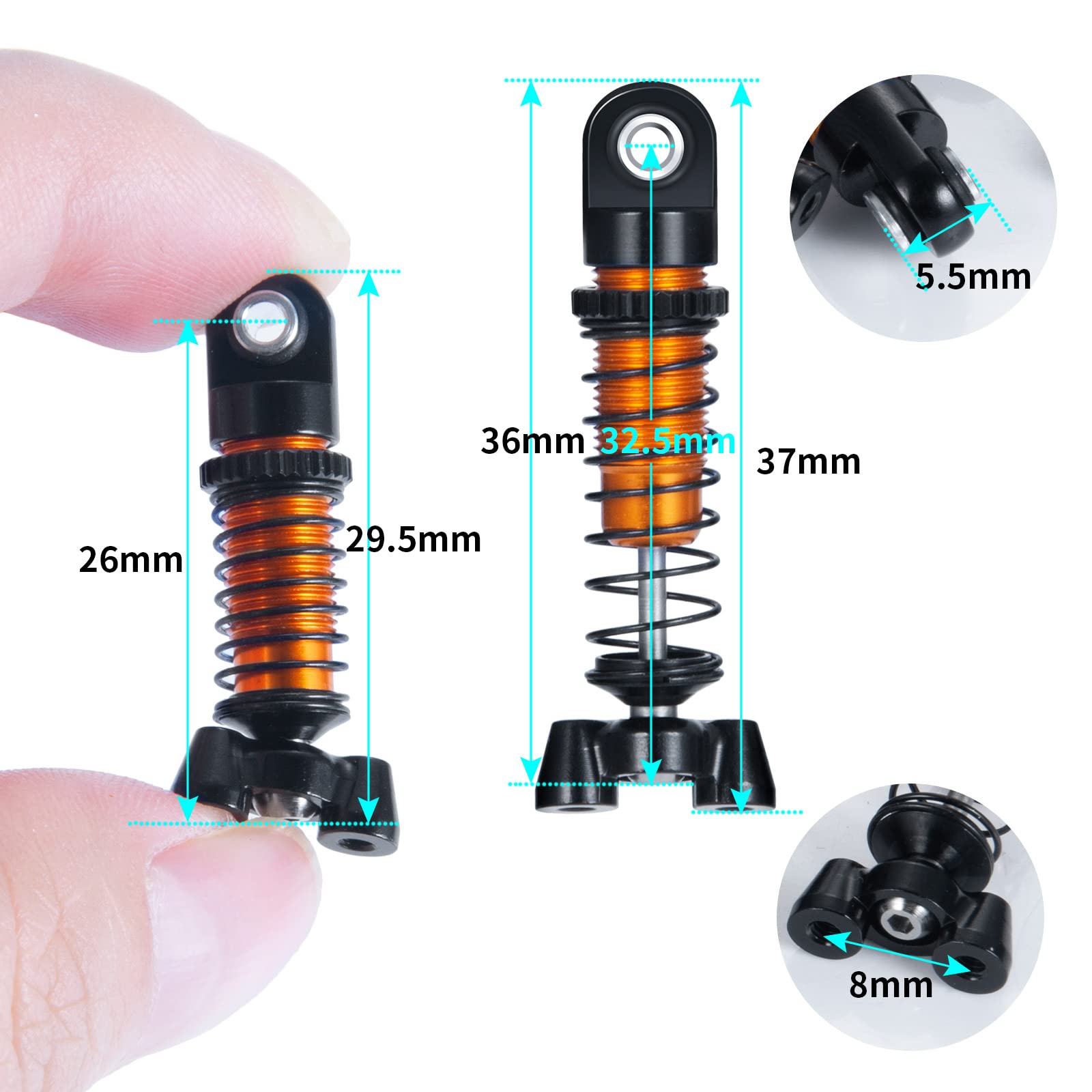 4PCS Aluminum Shock Absorber Adjustable Spring Damper for 1/18 Kyosho Jimny 32521 RC Crawler Car - Upgrade Parts for Off-Road RC Vehicle Performance & Durability - Perfect for Rock Crawling, Trail Adventures & RC Car Racing