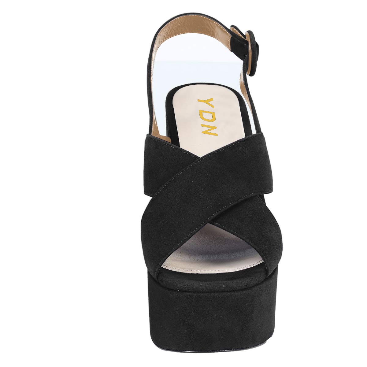 YDN Women's Wedge High Heel Sandals - Peep Toe Strappy Platform Pumps with Buckle for Party, Office & Dress Occasions | Comfortable Slingback Shoes for Work, Wedding & Evening Events