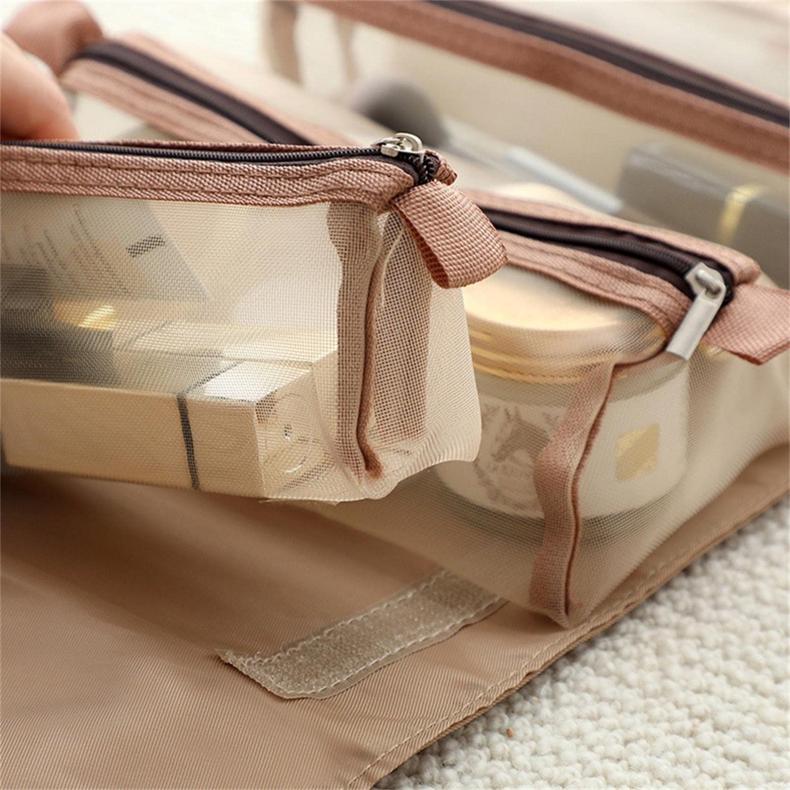 4 in 1 Foldable Makeup Bag with Removable Compartments - Waterproof Travel Cosmetic Organizer & Toiletry Kit for Women | Perfect for Vacation, Gym, Business Trips & Daily Use