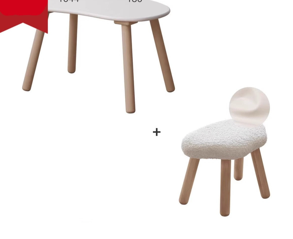 Handmade Birch Solid Wood Kids Study Desk - Ergonomic Peanut-Shaped Table for Children's Learning, Writing & Drawing - Perfect for Home, Classroom & Playroom