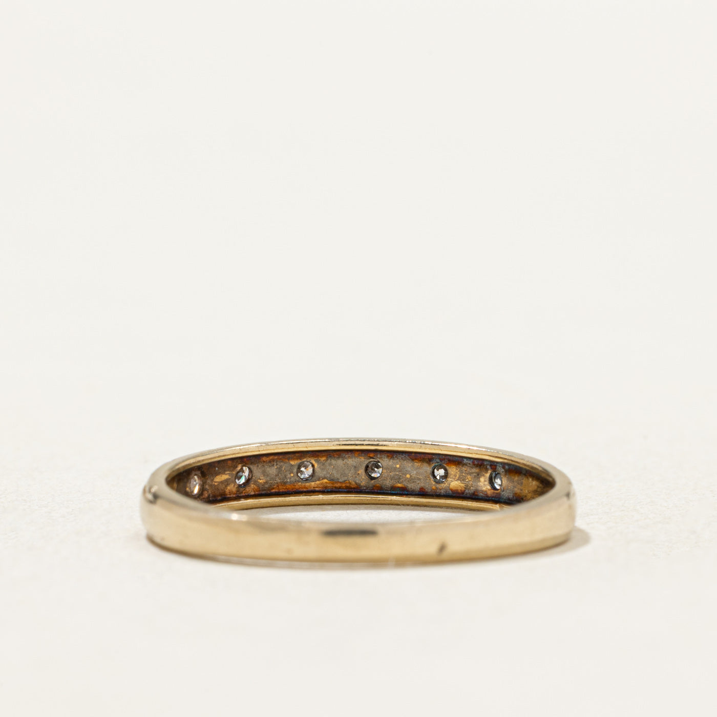 10K Gold Semi Eternity Diamond Wedding Band Ring - 0.03ctw Round Cut Diamonds - Size 6.5 - Perfect for Anniversary Gifts, Bridal Jewelry & Everyday Elegance