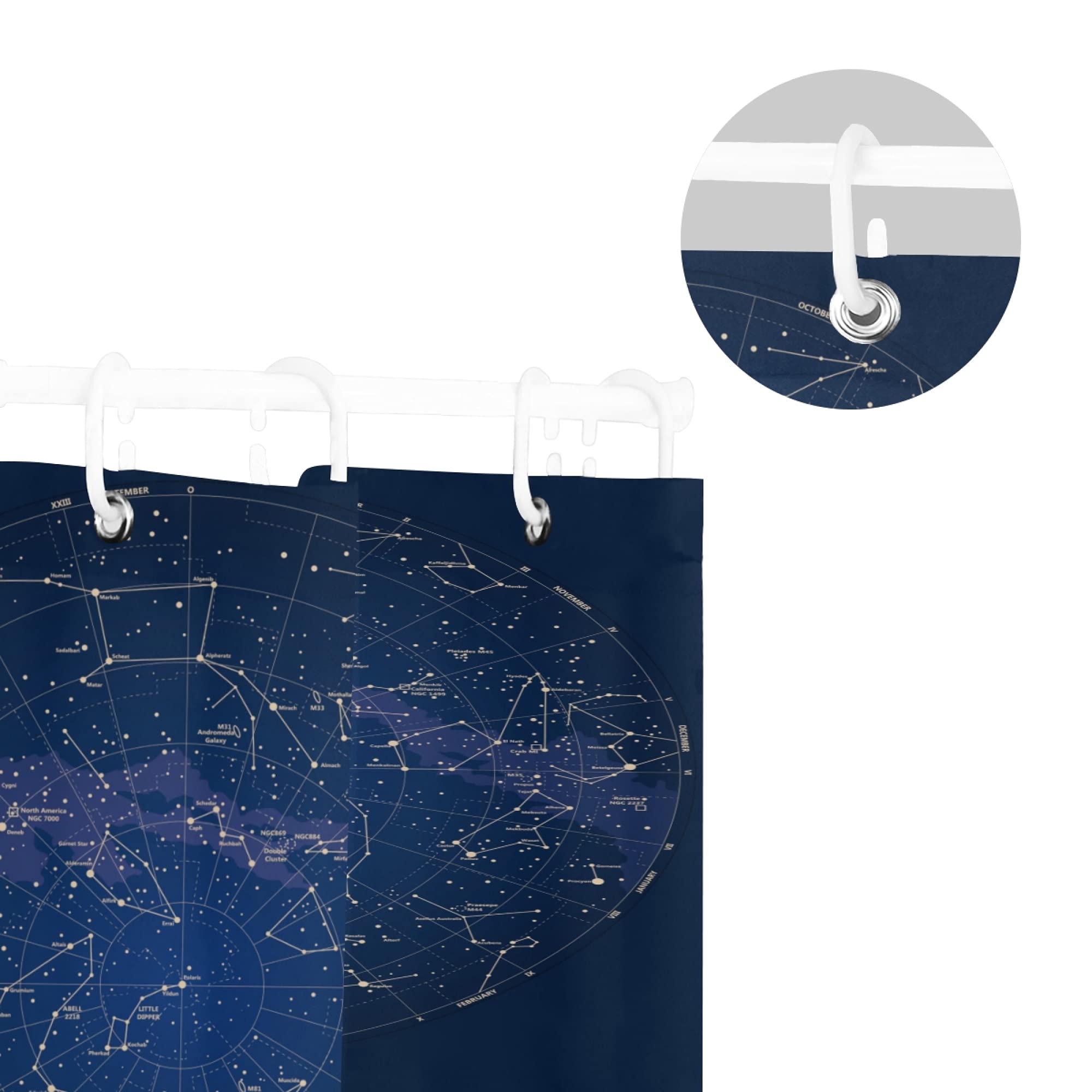 12 Constellations Shower Curtain - Cool Space Galaxy Design, Waterproof Polyester Fabric Bathroom Decor (72x72 inches) with 12 Hooks - Perfect for Home, Bridal, Men & Women - Ideal for Themed Bathrooms, Astronomy Lovers, and Unique Gift Ideas