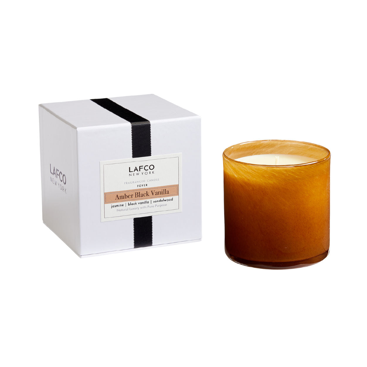 Amber Black Vanilla Signature Scented Candle - Handmade Soy Wax Candle for Home, Relaxation & Romantic Ambience - Perfect for Bedroom, Bathroom & Gift Giving