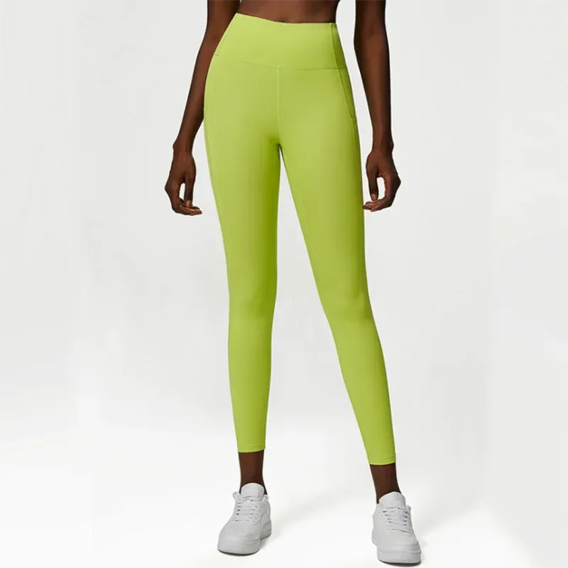 Women's High Waist Yoga Pants with Pockets - Soft Nylon Slim Fit Leggings for Gym, Running & Outdoor Activities - Comfortable Workout Tights for Women