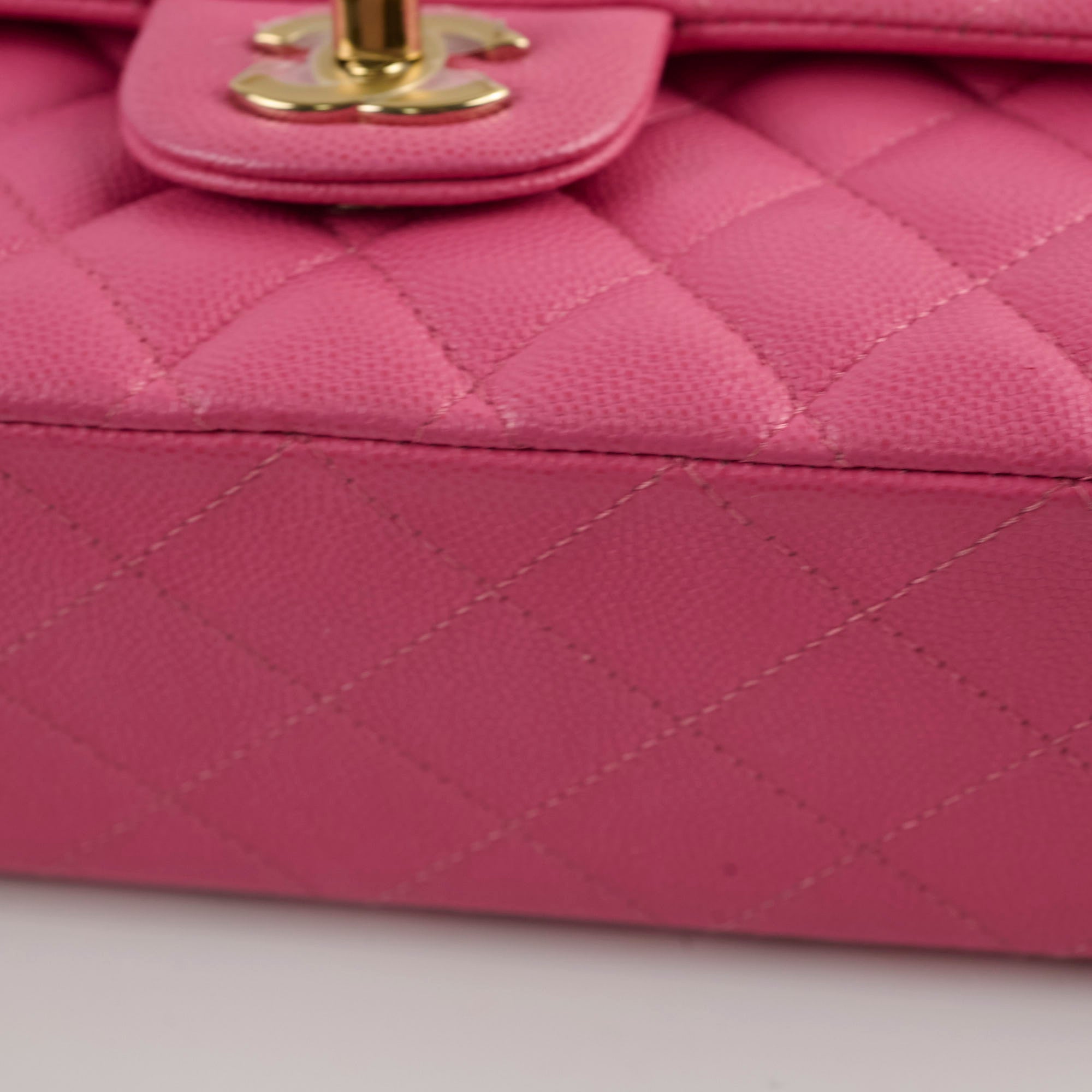 Chanel Classic Double Flap Medium Pink Caviar Leather Handbag - Luxury Designer Shoulder Bag for Women | Perfect for Work, Parties & Special Occasions