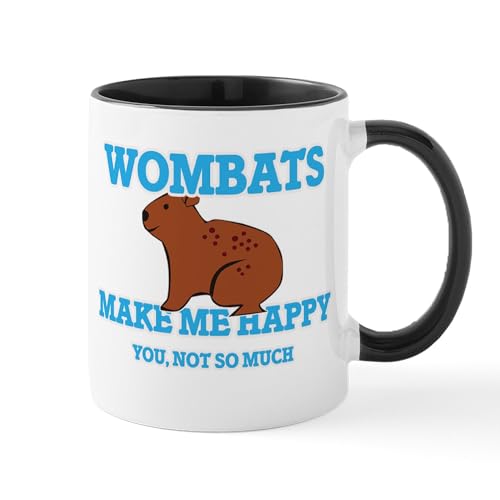 White/Black Inside - Wombats Make Me Happy Mugs