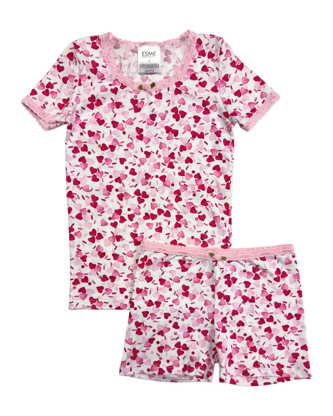 Heart Sprinkles Short Sleeve Top & Shorts Set - Cute Summer Outfit for Women | Perfect for Beach, Vacation, and Casual Wear