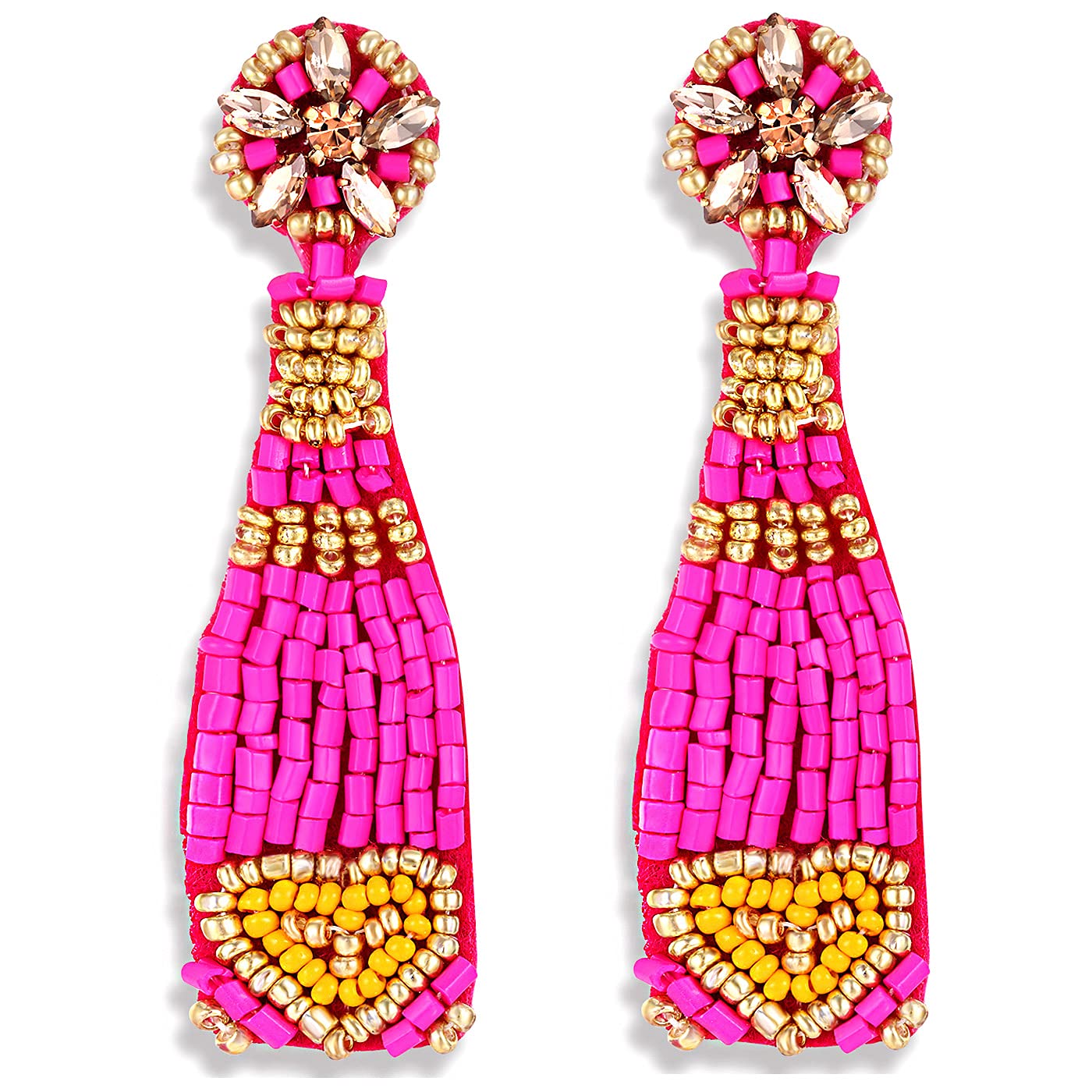Handmade Beaded Champagne Bottle Drop Dangle Earrings for Women & Girls | Statement Jewelry for Holiday, Birthday Party & Special Occasions | Perfect Gift for Champagne Lovers & Party Goers