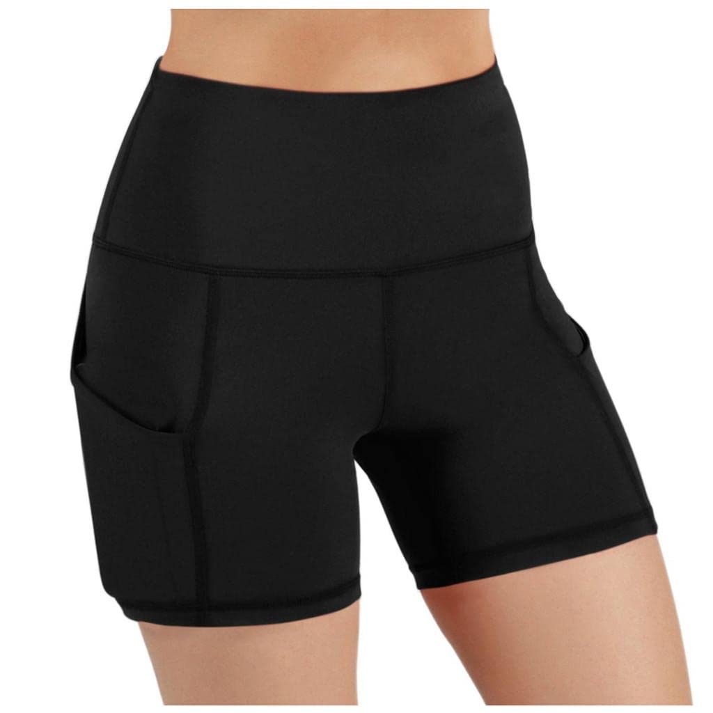 Women's Running Shorts with Pockets - Stretchy High Waist Yoga Shorts for Workout, Home Exercise & Gym - Perfect for Jogging, Yoga & Fitness Training