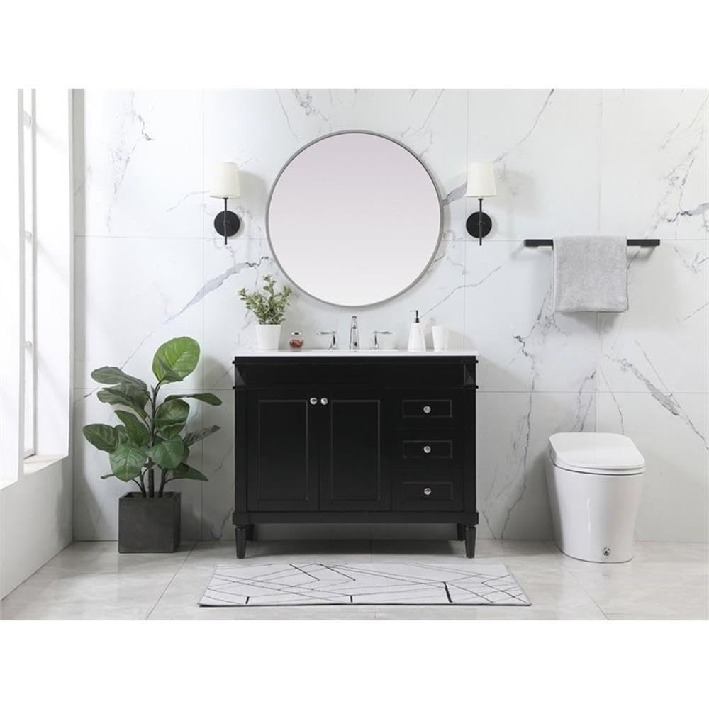 42 Inch Modern Bathroom Vanity with Sink - Elegant Black Storage Cabinet for Bathroom Organization | Perfect for Small Spaces, Powder Rooms & Master Baths