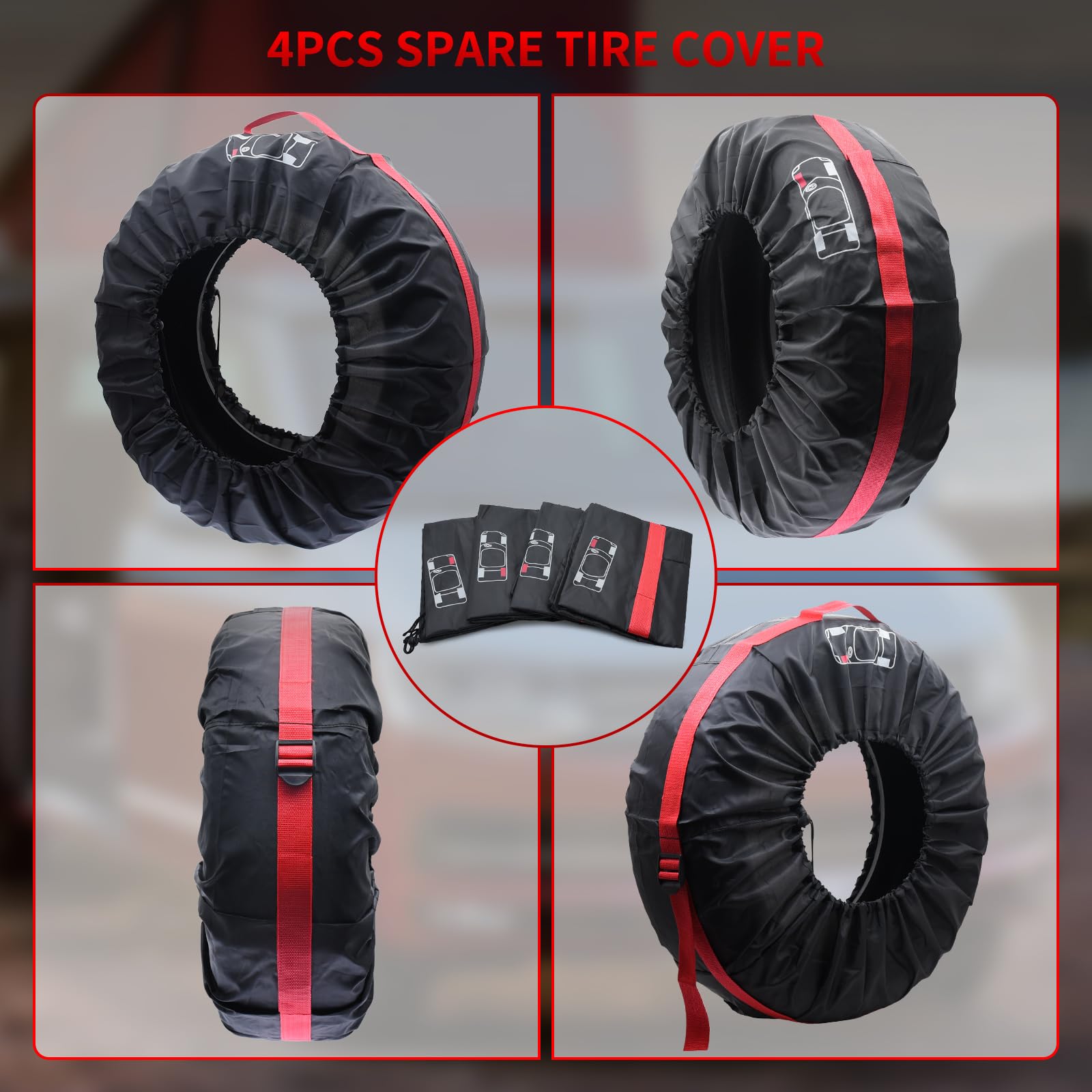 Geloo 4PCS Waterproof Dustproof Polyester Tire Covers for 19