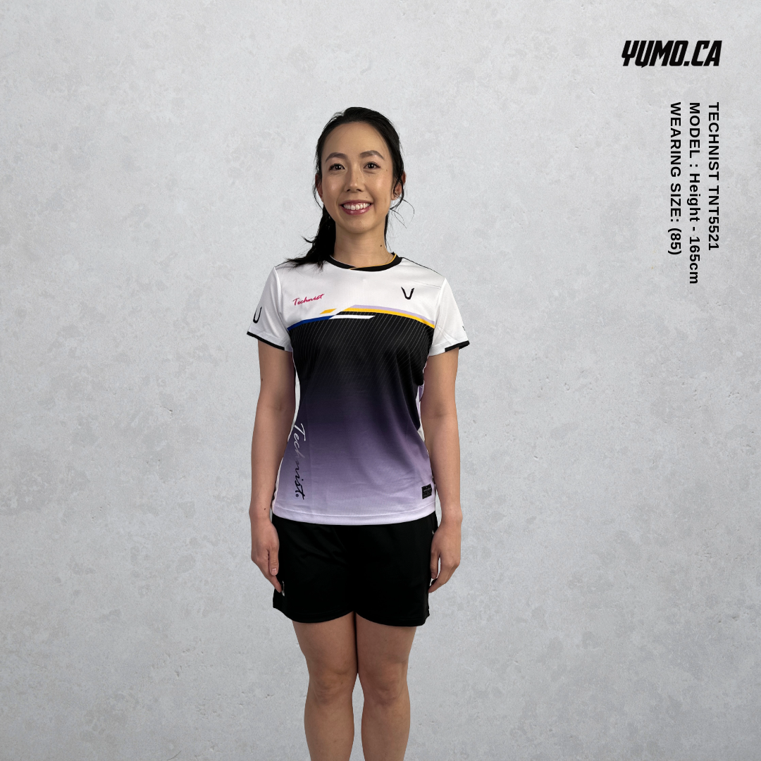 Technist TNT5521 Women's Gaming T-Shirt - Breathable Cotton, Deep Purple/Black/White Design - Perfect for Esports, Gaming Tournaments & Casual Wear