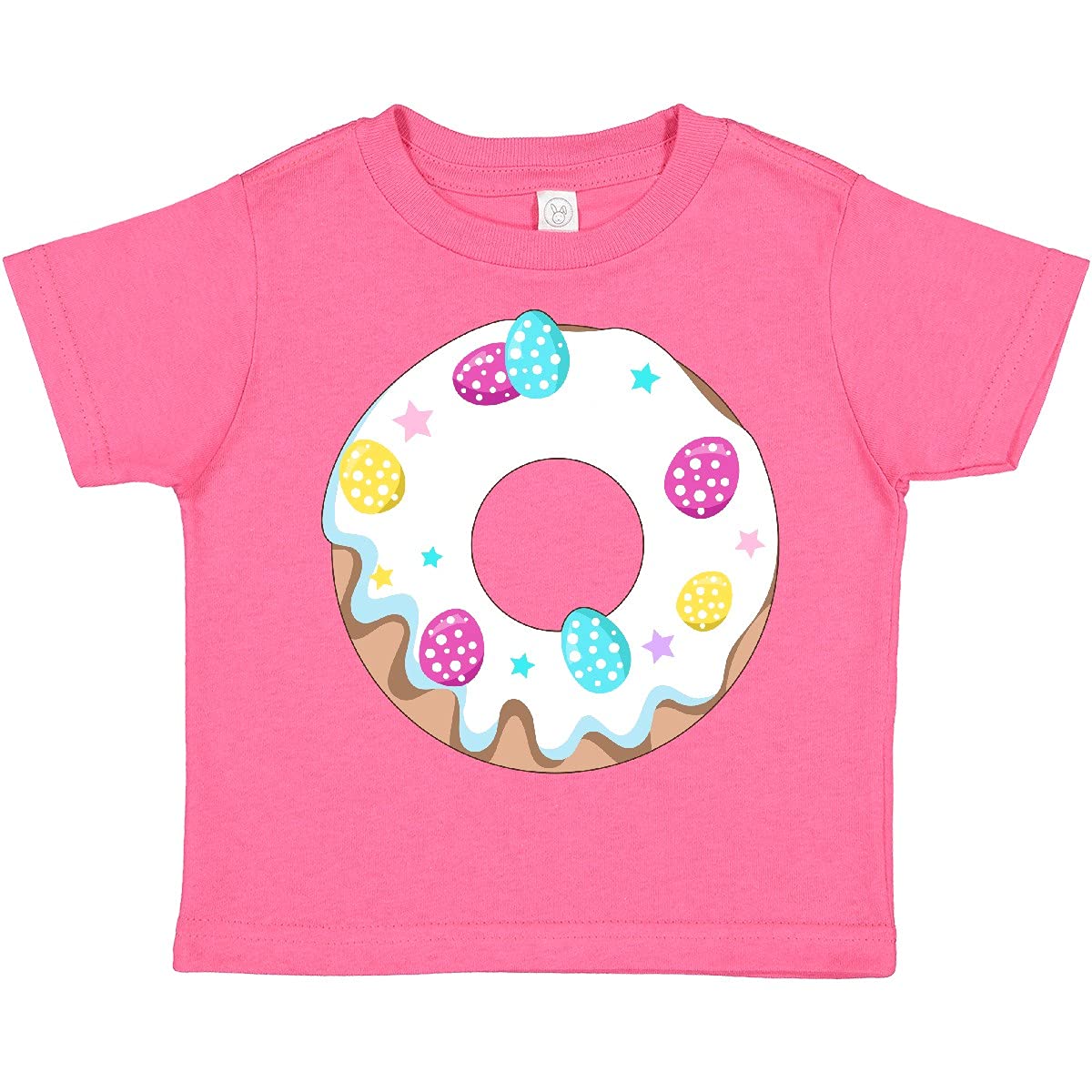 Inktastic Easter Donut with Pastel Eggs Frosting and Stars Toddler T-Shirt - Cute Easter Outfit for Boys & Girls, Soft Cotton Kids Tee - Perfect for Easter Egg Hunts, Spring Photos & Holiday Celebrations