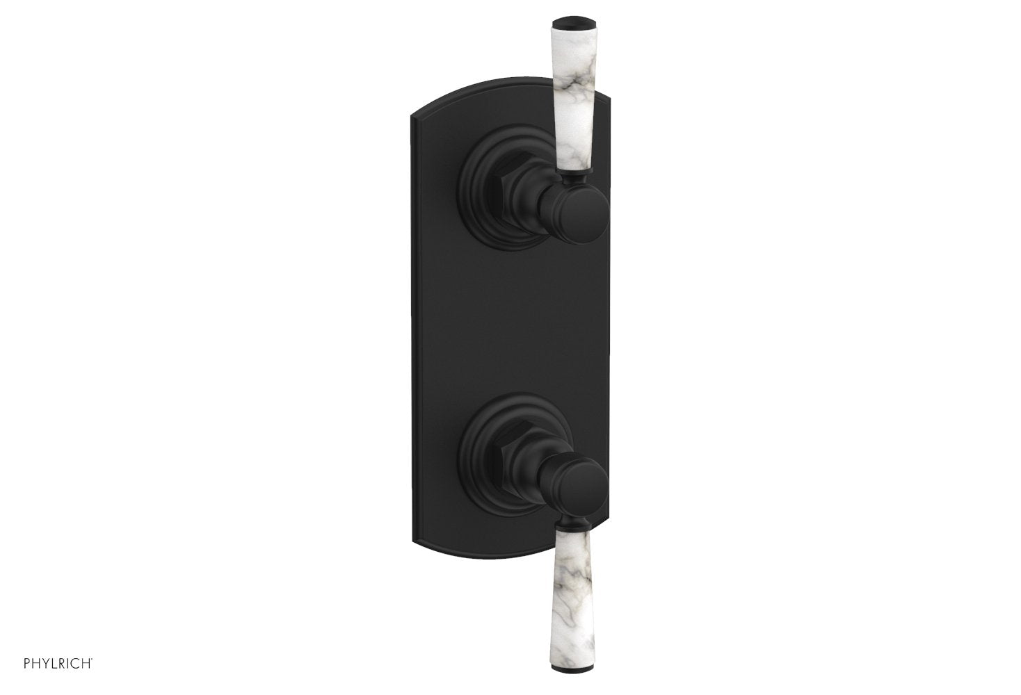 HEX TRADITIONAL / HENRI 1/2 Thermostatic Valve with Volume Control or Diverter - White Marble Handles (4 155) - Perfect for Bathroom & Shower Fixture Upgrades