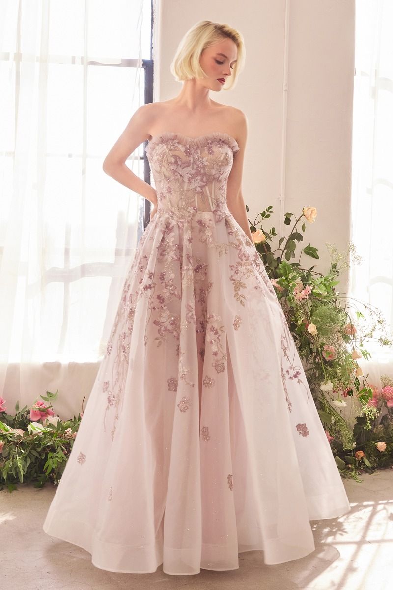 Andrea & Leo A1455 Romantic Embroidered A-Line Corset Gown for Prom, Wedding & Special Occasions