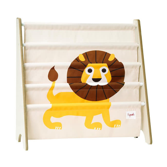 3 Sprouts Lion Book Rack - Kids Bookshelf Organizer for Nursery, Playroom & Classroom - Durable Children's Book Storage with Cute Animal Design