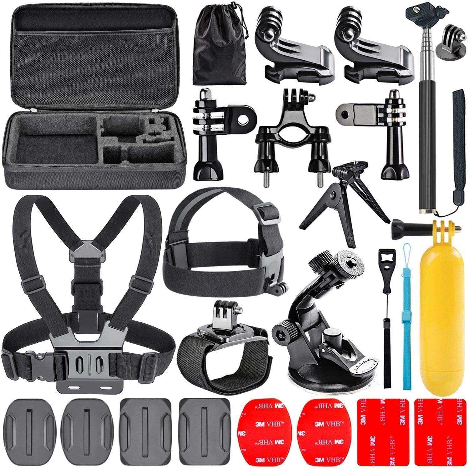 Navitech 18-in-1 Action Camera Accessories Kit with EVA Case - Compatible with VEHO Muvi KX-1 NPNG 4K WiFi Action Cameras - Perfect for Outdoor Sports, Travel Vlogging & Underwater Adventures