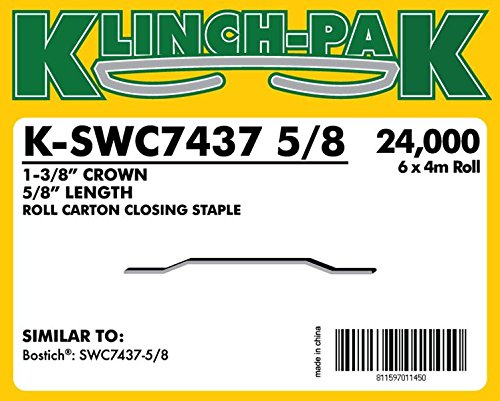 Premium Klinch-Pak SWC7437-5/8 Silver/Gray Office Staples - 4,000 Staples per Roll (6 Rolls per Case) - Heavy Duty Staples for Documents, Reports & Office Paperwork