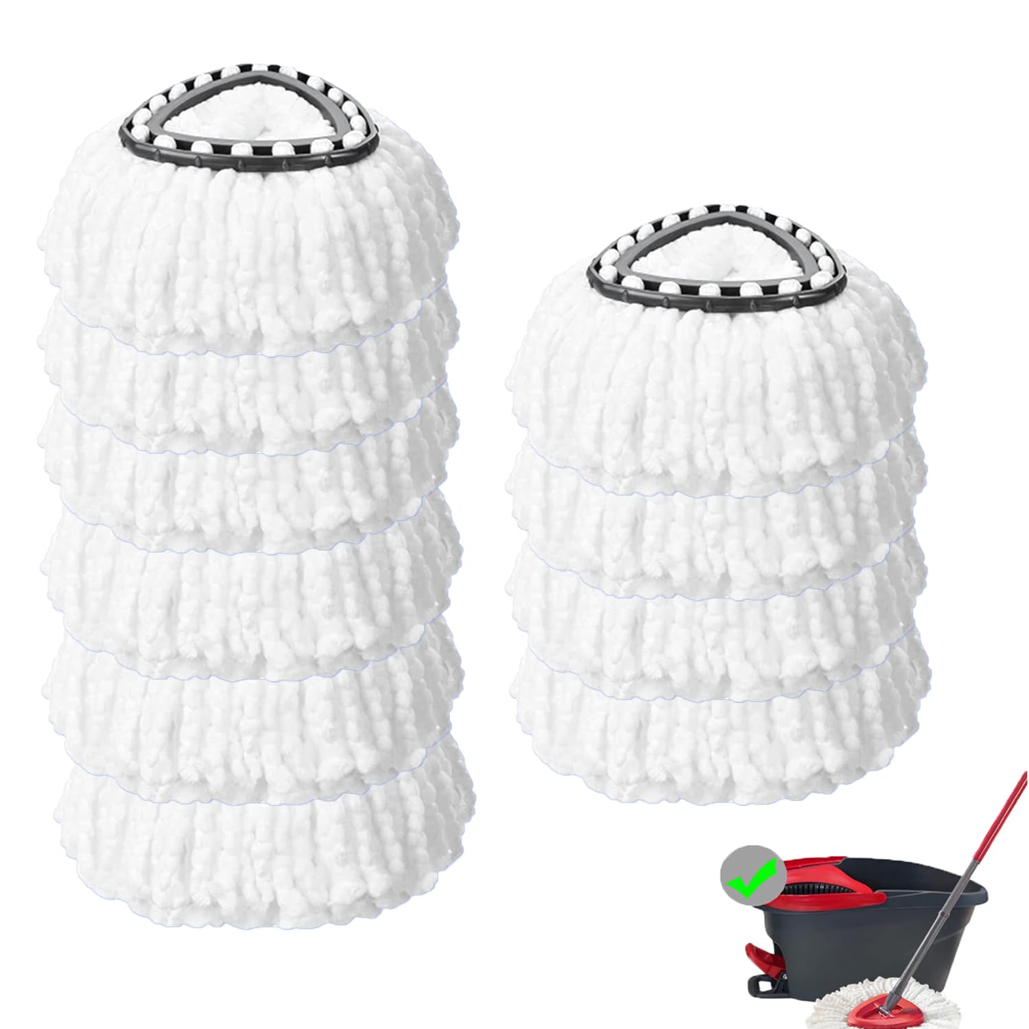 10-Pack Microfiber Mop Head Refills for O-Cedar EasyWring Spin Mop - Super Absorbent Replacement Pads for Easy Floor Cleaning - Perfect for Kitchen, Bathroom & Hardwood Floors