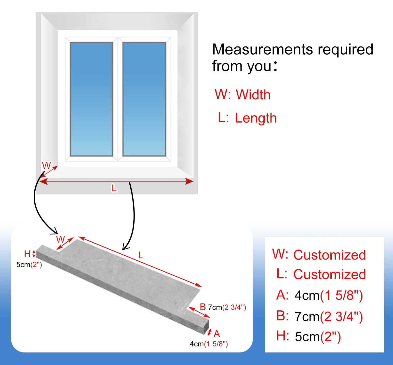 White Acrylic Window Sill Cover - 39.3