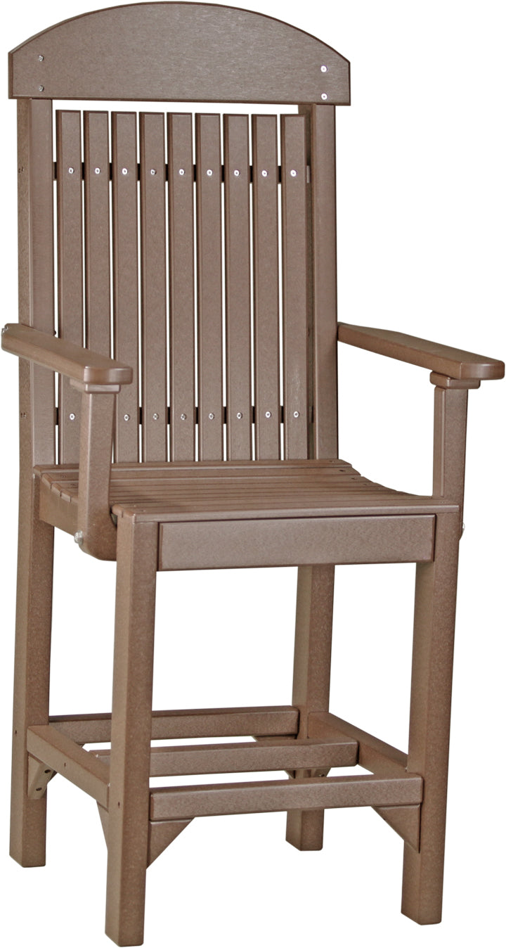 LuxCraft Classic Counter Height Arm Chair - Modern Bar Stool for Kitchen Island, Breakfast Nook & Home Bar Seating