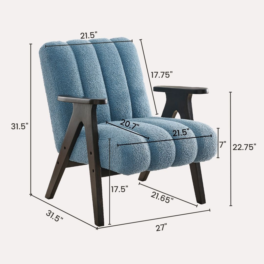 Roundhill Furniture Rella Modern Accent Chair with Espresso Wood Frame - Stylish Living Room Seating for Home Office, Lounge & Bedroom Decor
