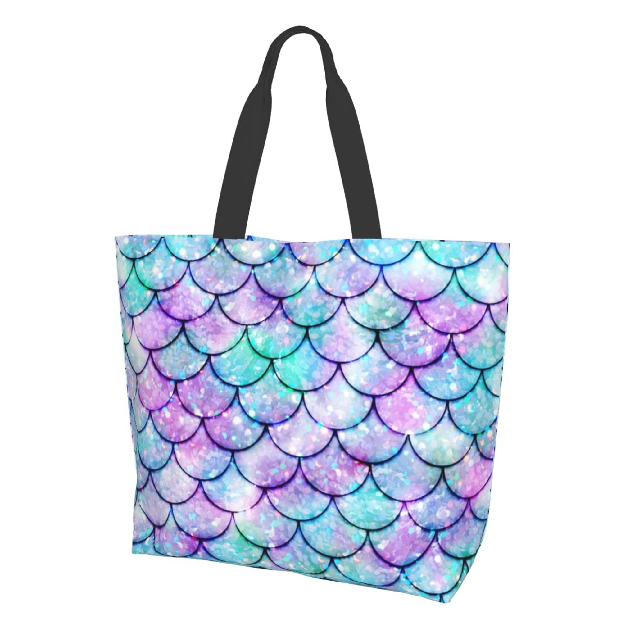 Stylish Mermaid Scale Tote Bag for Women - Waterproof Shoulder Handbag with Zipper Closure - Perfect for Shopping, Gym, Work, Travel & Beach Day Essentials