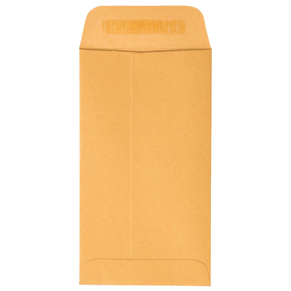 JAM PAPER #6 Coin Envelopes Peel & Seal - 3 3/8x6 - Kraft Manila 250pk for Business & Storage