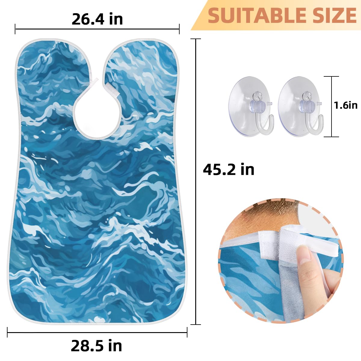 Ocean Blue Beard Shaving Bib for Men - Waterproof Barber Apron for Hair Dye & Makeup - Sink Hair Catcher for Beard Trimming & Lineup - Perfect Gift for Barbers & Stylists (Great for Salon, Home Grooming & Professional Use)