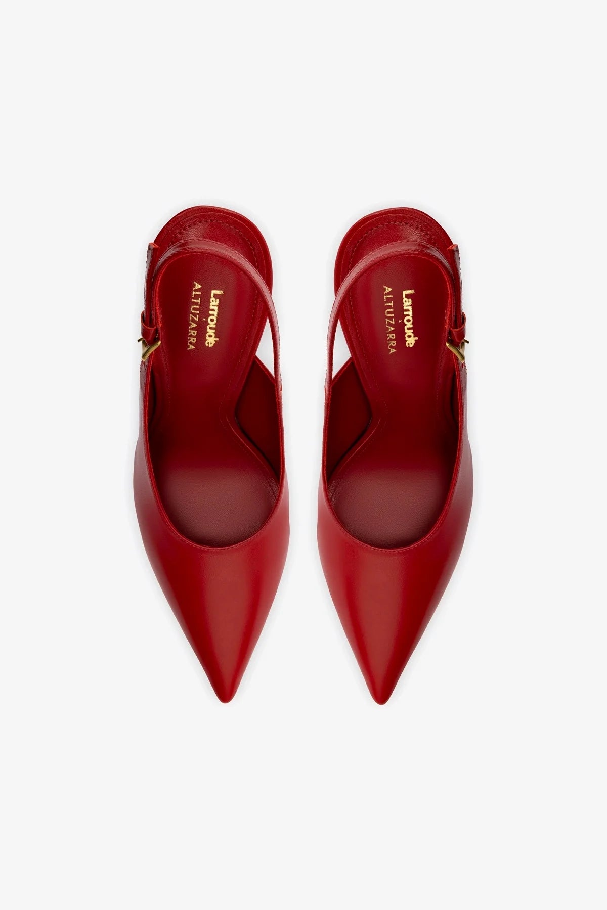 Larroudé x Altuzarra Women's Blood Red Leather Pumps - Elegant High Heels for Parties, Weddings & Office Wear