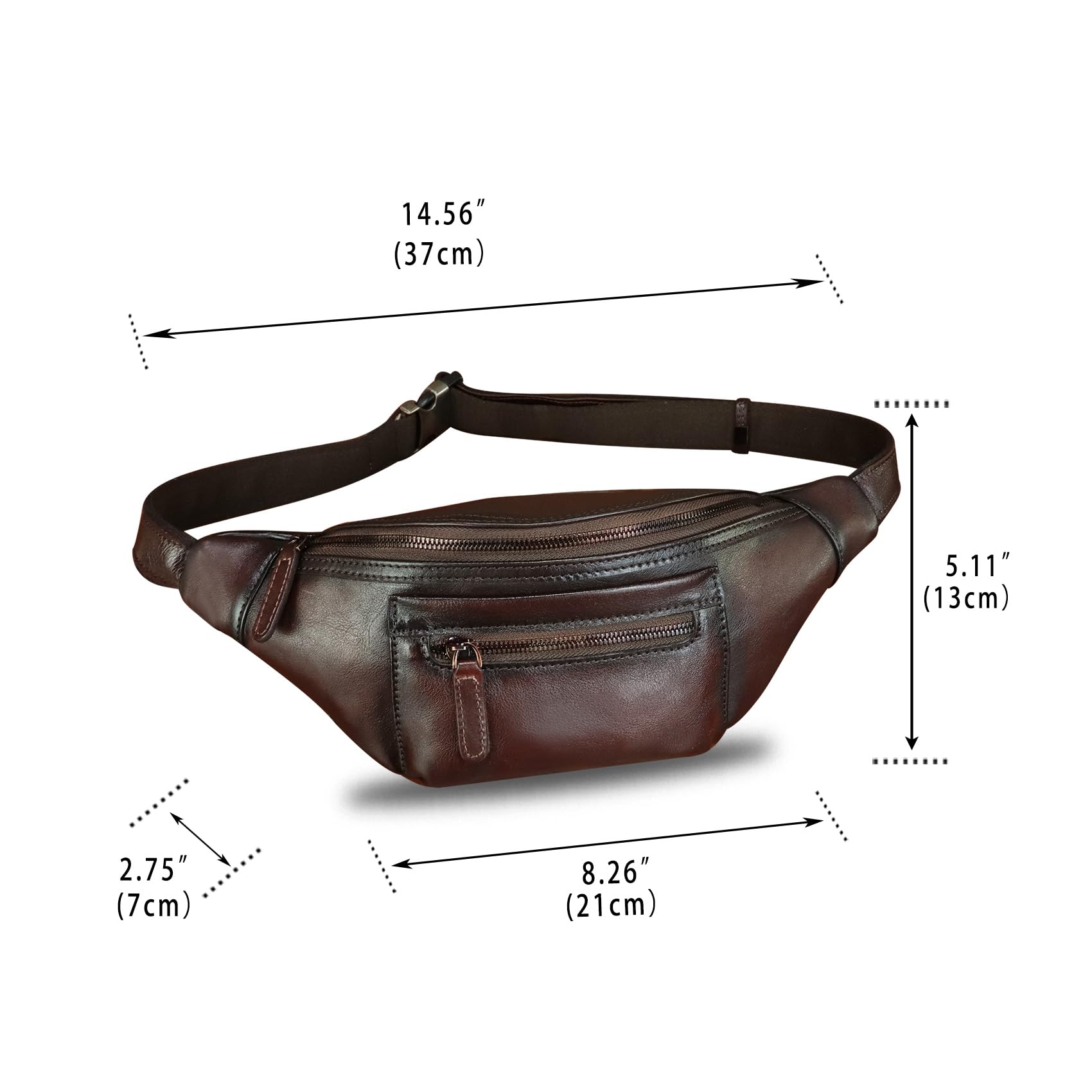 Vintage Genuine Leather Fanny Pack for Men & Women - Handmade Leather Waist Bag, Sling Backpack, Crossbody Purse (Coffee) - Perfect for Travel, Hiking & Everyday Use
