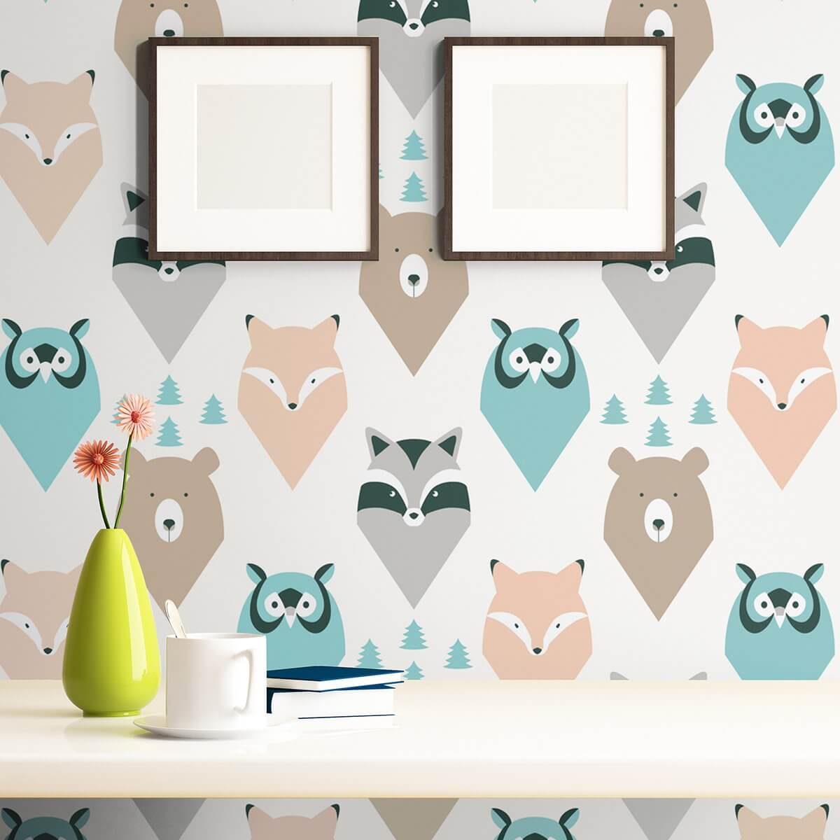 Brown and Cream Forest Baby Peel and Stick Removable Wallpaper - Self-Adhesive Nursery Decor for Boys & Girls - Easy to Install & Remove - Perfect for Kids Room, Nursery, or Playroom Decor