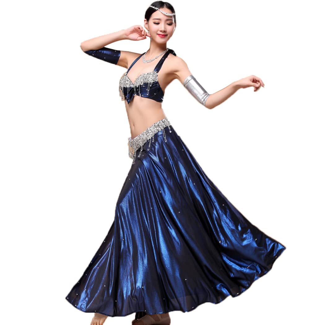 Belly Dance Costume for Women - Professional Belly Dancer Outfit with Top Bra & Ruffled Skirt Set | Perfect for Performances, Halloween, and Dance Parties
