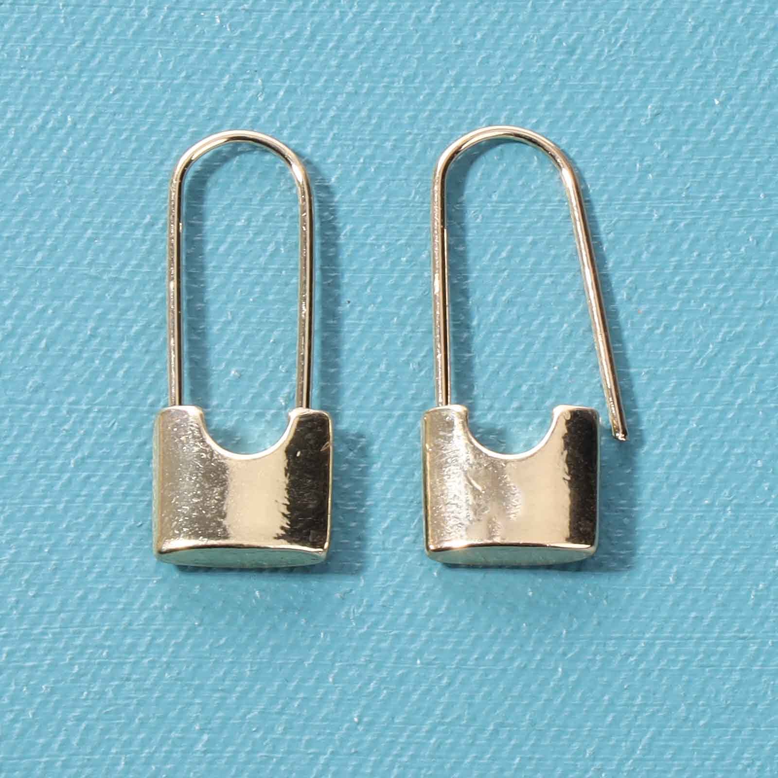 Boho Lock Hoop Earrings for Women - Gold Safety Pin Huggie Earrings with Personalized Padlock Charm | Trendy Jewelry Gift for Girls & Teens | Perfect for Parties, Date Nights & Everyday Wear