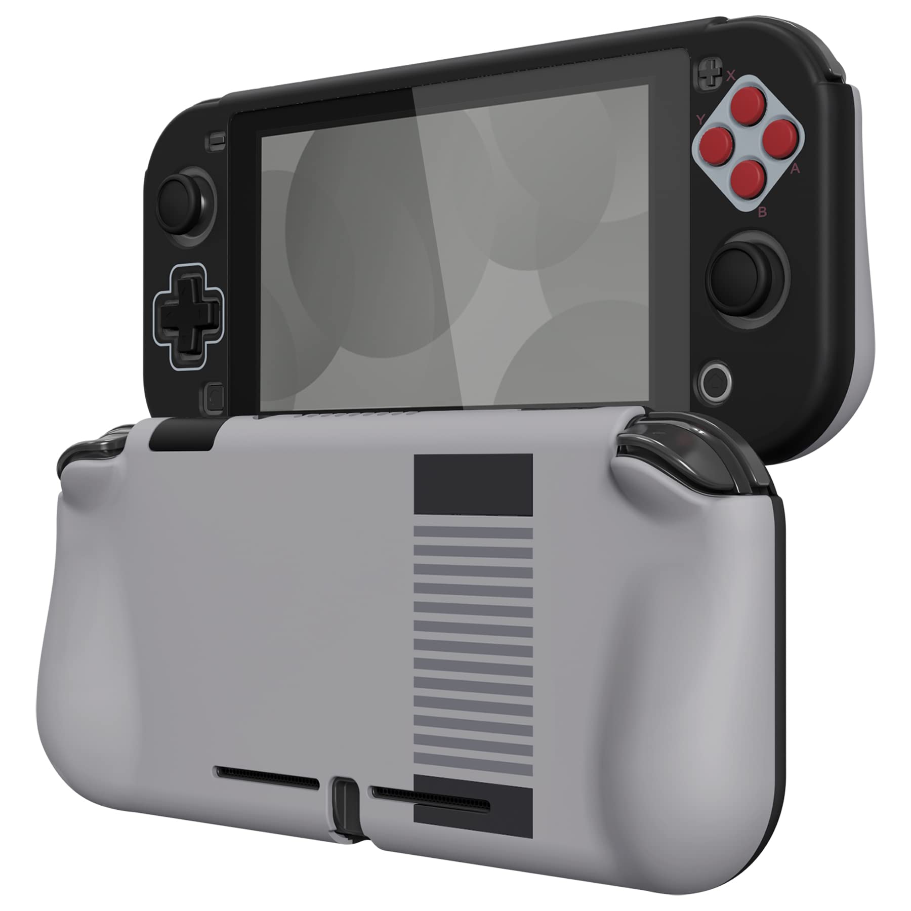 PlayVital ZealProtect Protective Case for Nintendo Switch Lite - Hard Shell Ergonomic Grip Cover with Screen Protector, Thumb Grip Caps & Button Caps (Classic NES Style) | Shockproof & Scratch-Resistant | Perfect for Gaming, Travel & Daily Protection