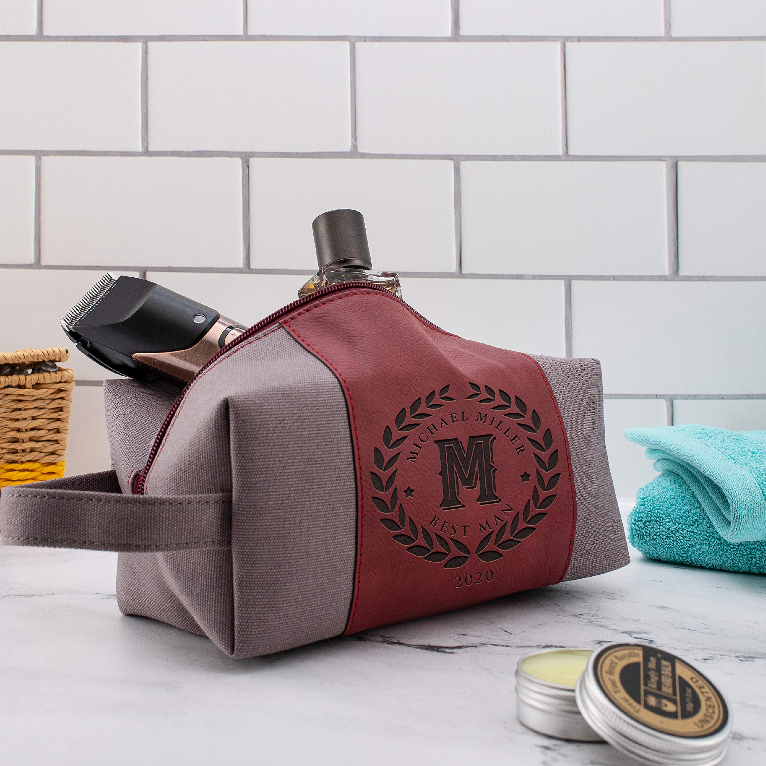 Personalized Groomsmen Gifts - Custom Monogrammed Toiletry Bags for Men | Wedding Party Gifts, Bachelor Party Essentials & Travel Accessories