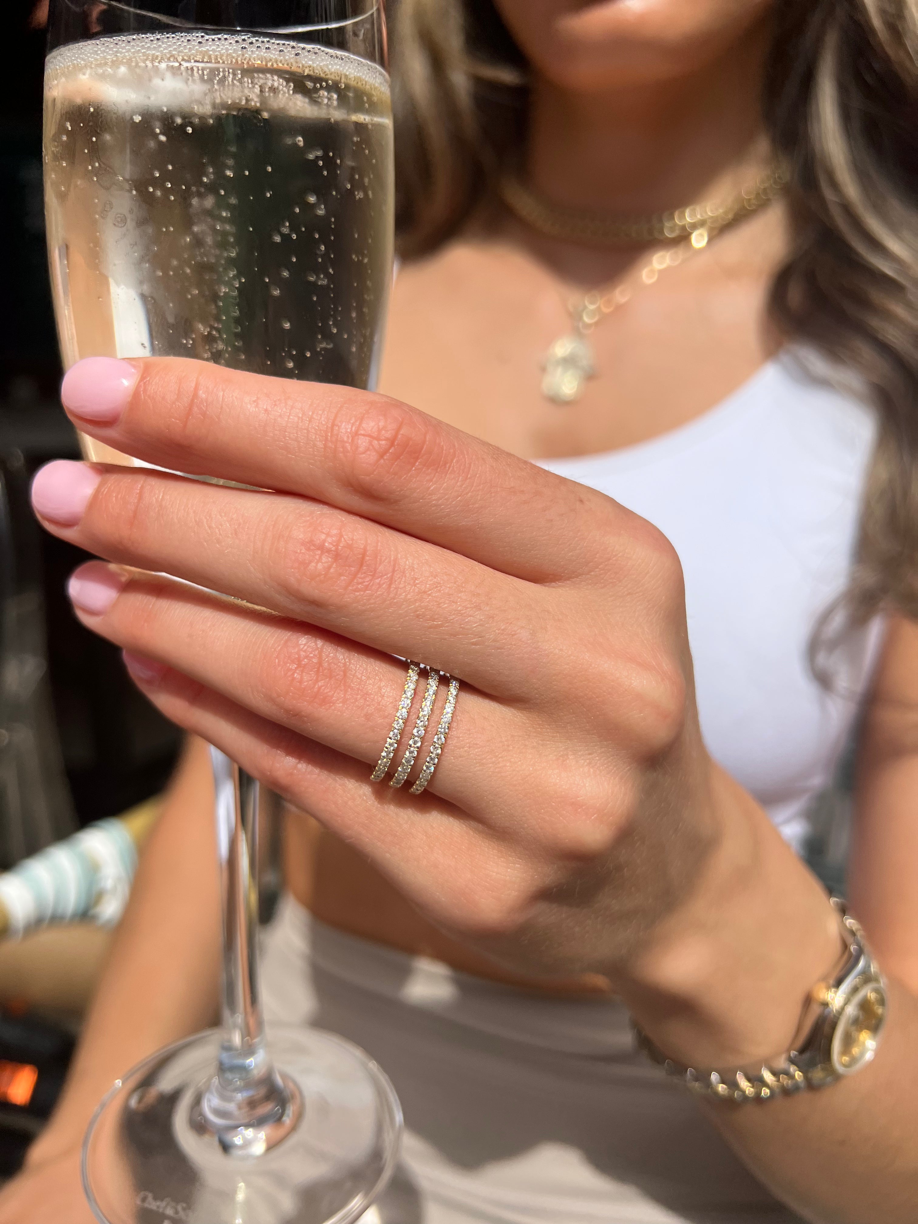 3 Row Wedding Band Ring for Women - Classic Elegant Stackable Rings for Bridal, Anniversary, or Everyday Wear | Perfect for Stacking, Layering, and Special Occasions
