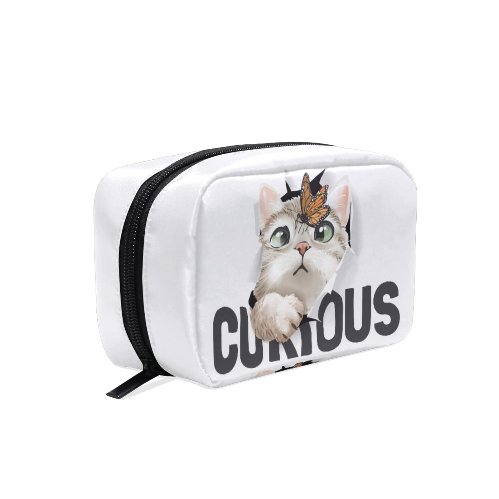 Stylish Cat & Butterfly Travel Makeup Bag - Reusable Cosmetic Organizer for Women, Small Toiletry Pouch, Perfect Purse Accessory & Gift for Girls - Ideal for Travel, Gym, and Daily Beauty Essentials
