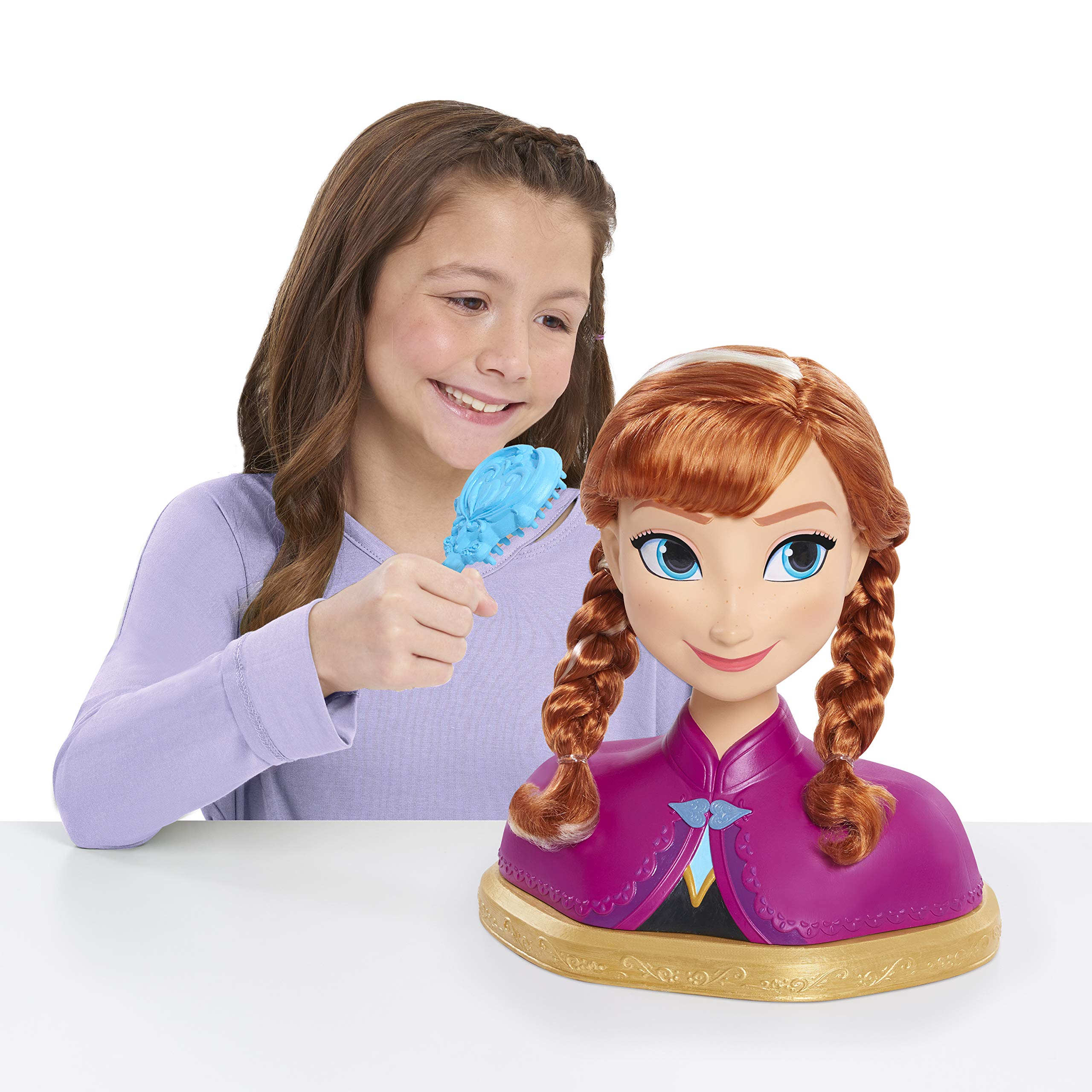 Disney Frozen Anna Deluxe Styling Head - Official Kids Hair Styling Toy for Girls Ages 3+ | Pretend Play, Birthday Gift & Role Play Dress Up Accessory