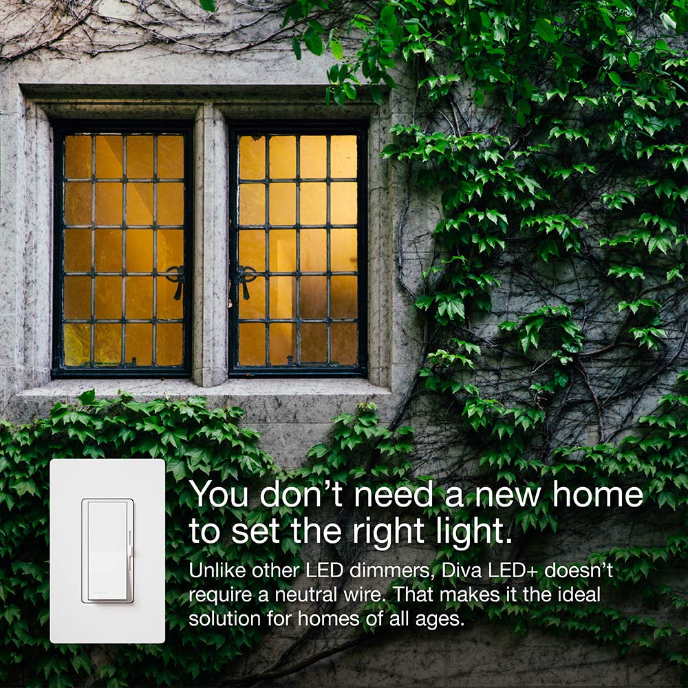 Lutron Diva LED+ Dimmer Switch for Dimmable LED, Halogen & Incandescent Bulbs with Wall Plate - 150W/Single-Pole or 3-Way (DVWCL-153PH-LA, Light Almond) - Perfect for Living Room, Bedroom & Home Lighting Control