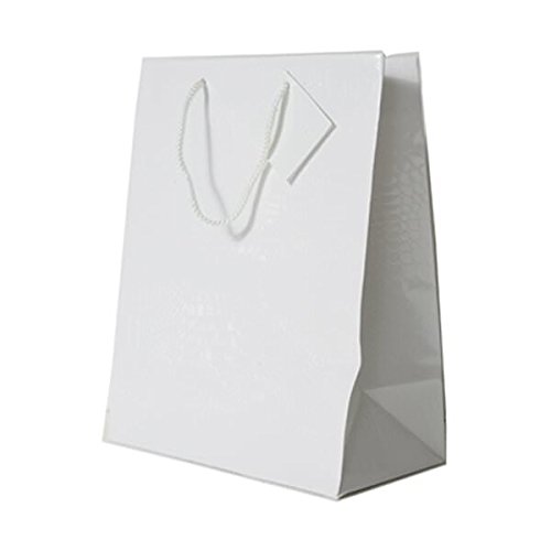 Premium White Glossy JAM Paper Gift Bags with Rope Handles - X-Large 12.5