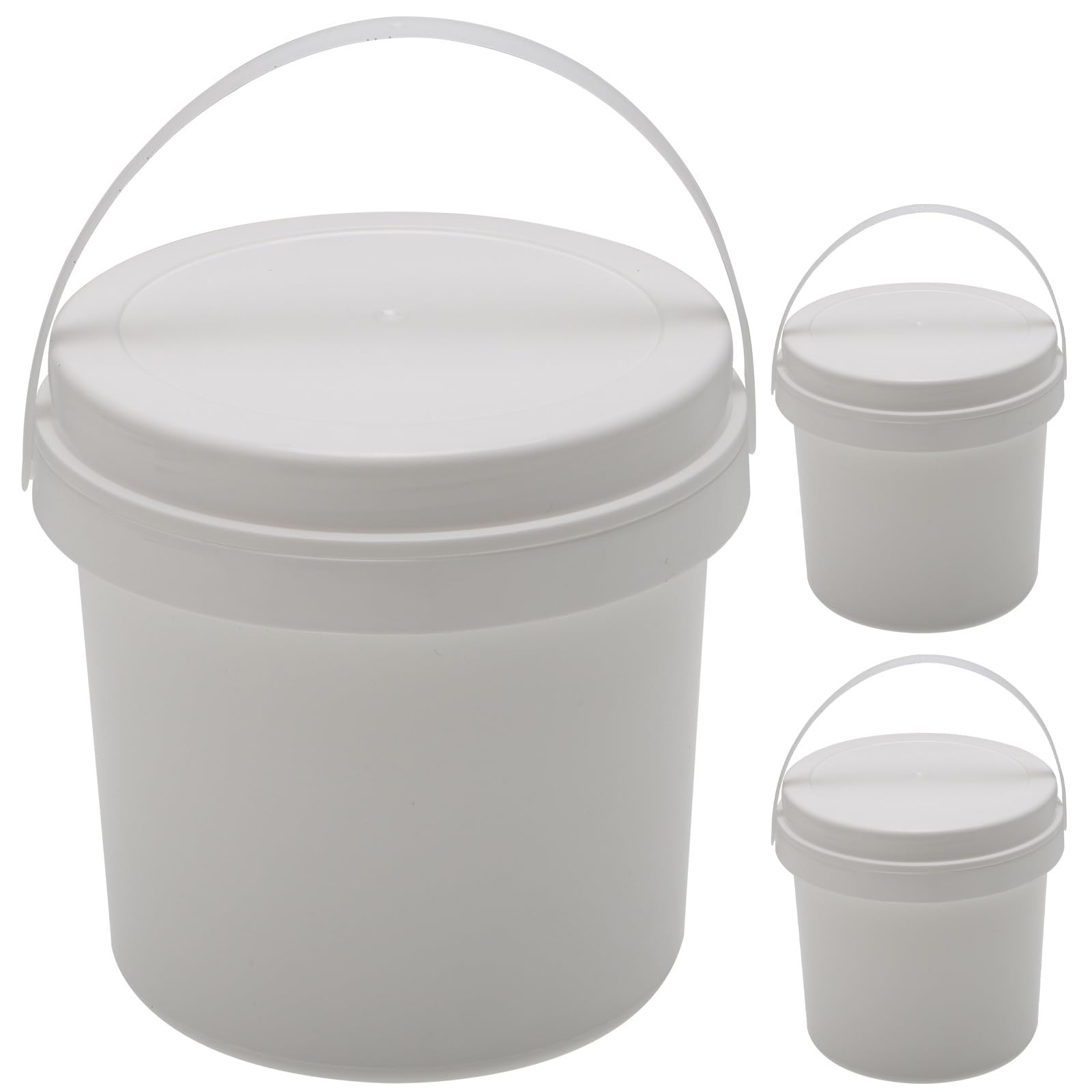 Uonlytech 3-Piece Industrial Food Storage Buckets - Durable PP Plastic Barrels for Pet Food, Ice Cubes & Bulk Storage | Perfect for Kitchen, Pantry & Commercial Use