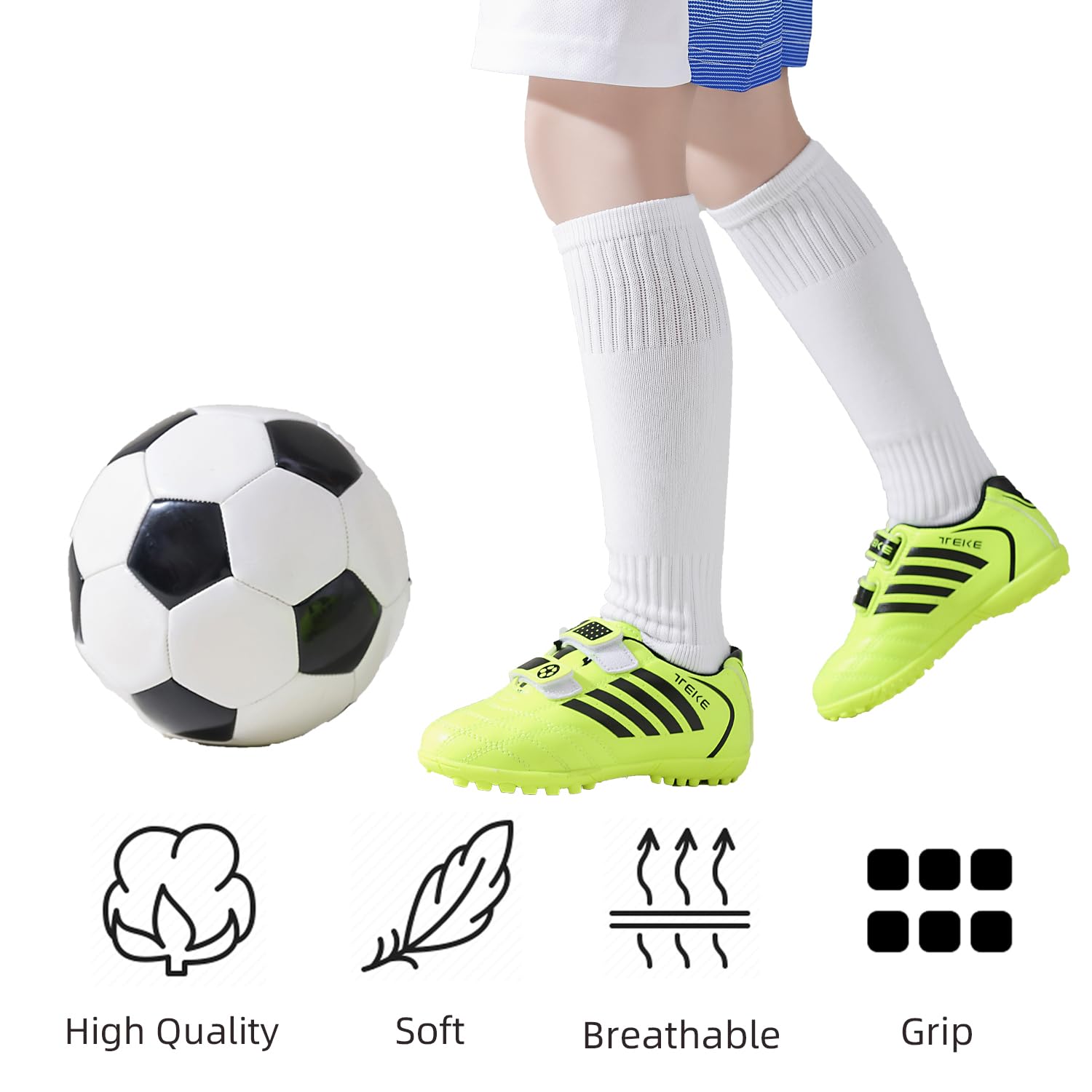 Marchare Boys Soccer Socks - Knee High Football Socks for Toddler Boys & Girls - Breathable Sports Socks for Soccer, Football, Running & Training - Perfect for School PE, Team Sports & Outdoor Activities