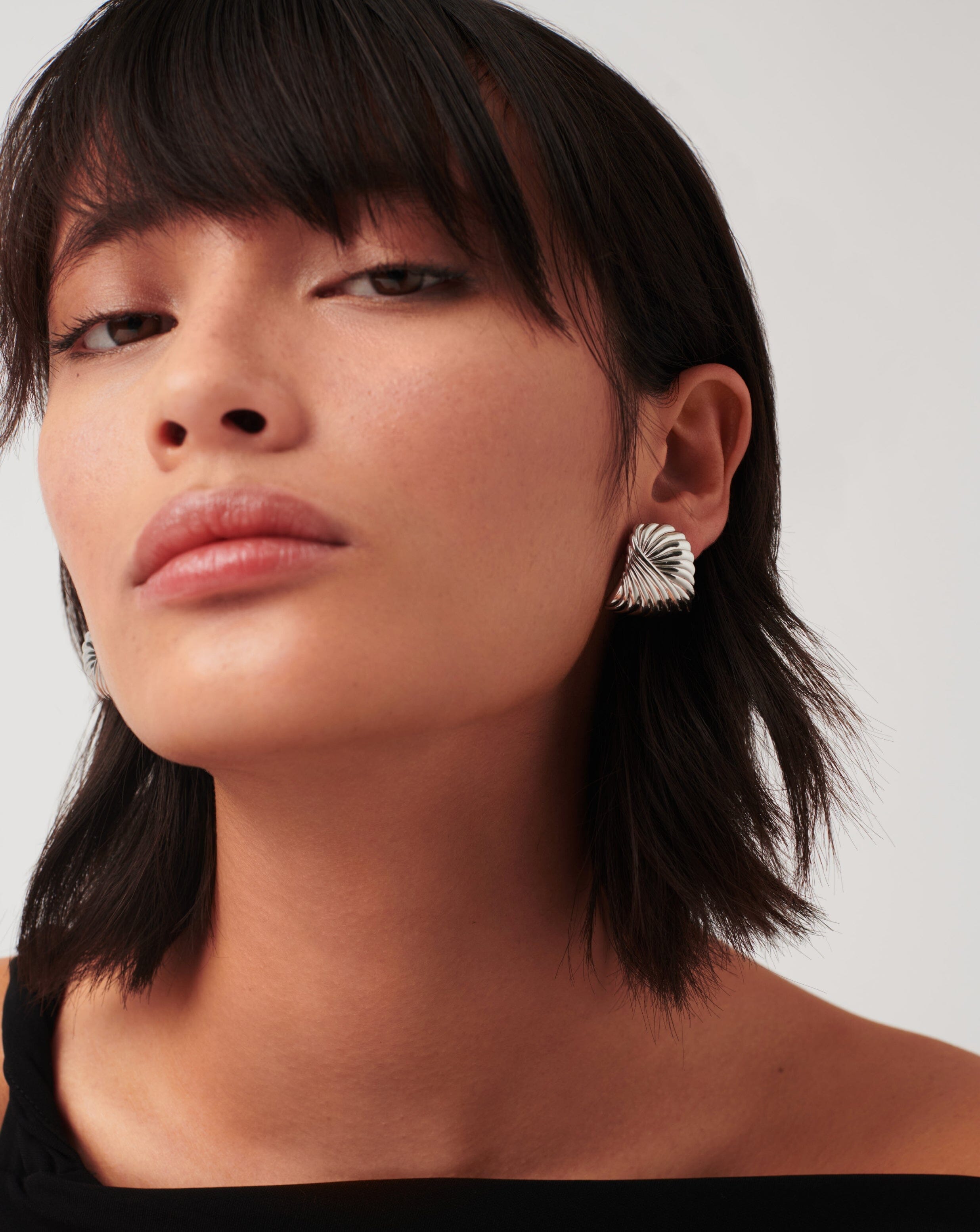 Ripple Oversized Stud Earrings - Silver Plated Fashion Jewelry for Women | Perfect for Parties, Weddings & Everyday Wear